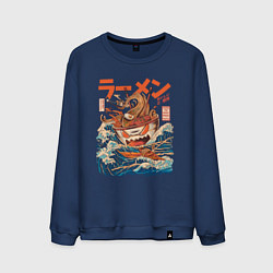 Свитшот хлопковый мужской Great Ramen: Kanagawa, цвет: тёмно-синий