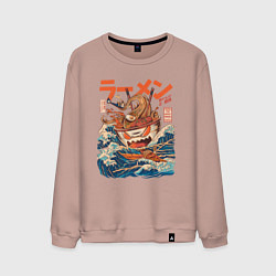 Свитшот хлопковый мужской Great Ramen: Kanagawa, цвет: пыльно-розовый