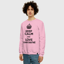 Свитшот хлопковый мужской Keep Calm & Love Liam Payne, цвет: светло-розовый — фото 2