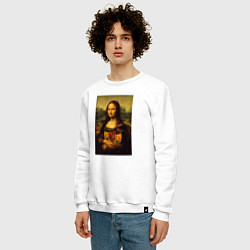 Свитшот хлопковый мужской Мона Лиза и Фастфуд, цвет: белый — фото 2