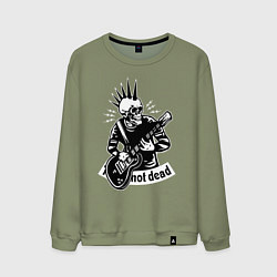 Свитшот хлопковый мужской Punks not dead - motto, цвет: авокадо