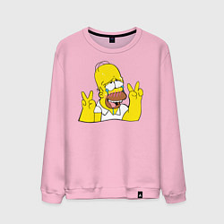 Свитшот хлопковый мужской Homer Ahegao, цвет: светло-розовый