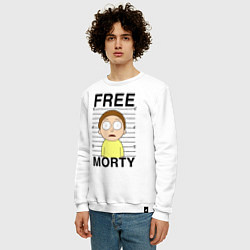 Свитшот хлопковый мужской Free Morty, цвет: белый — фото 2