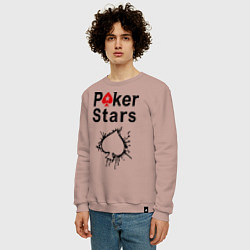 Свитшот хлопковый мужской Poker Stars, цвет: пыльно-розовый — фото 2