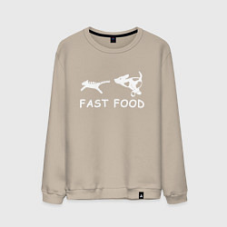Свитшот хлопковый мужской Fast food белый, цвет: миндальный