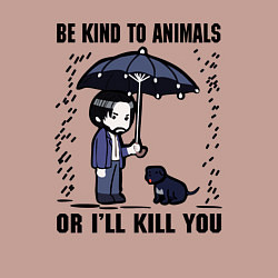 Свитшот хлопковый мужской Be kind to animals or I'll kil, цвет: пыльно-розовый — фото 2