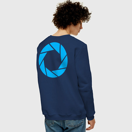 Мужской свитшот Aperture Laboratorie / Тёмно-синий – фото 4