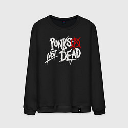 Свитшот хлопковый мужской Punks not dead, цвет: черный