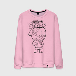 Свитшот хлопковый мужской Brawl Stars LEON раскраска, цвет: светло-розовый