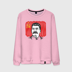 Свитшот хлопковый мужской Сталин и флаг СССР, цвет: светло-розовый