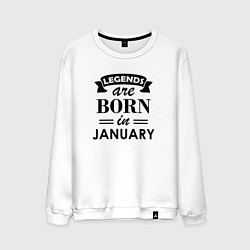 Свитшот хлопковый мужской Legends are born in january, цвет: белый