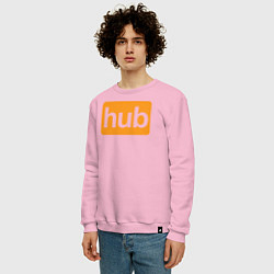 Свитшот хлопковый мужской Hub, цвет: светло-розовый — фото 2
