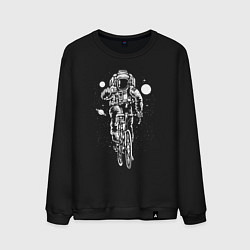 Свитшот хлопковый мужской Космонавт на велосипеде, цвет: черный