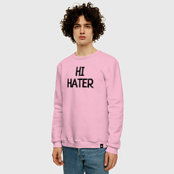 Свитшот хлопковый мужской HI HATER BYE HATER, цвет: светло-розовый — фото 2