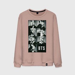 Свитшот хлопковый мужской BTS, цвет: пыльно-розовый