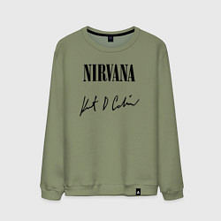Свитшот хлопковый мужской NIRVANA АВТОГРАФ КУРТА КОБЕЙНА, цвет: авокадо