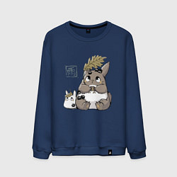 Свитшот хлопковый мужской Тоторо, цвет: тёмно-синий