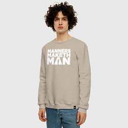Свитшот хлопковый мужской Manners maketh man, цвет: миндальный — фото 2