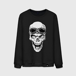 Свитшот хлопковый мужской Skull and glasses, цвет: черный