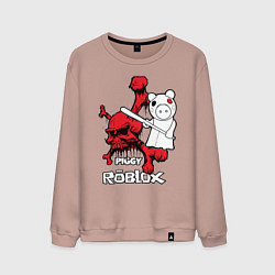 Свитшот хлопковый мужской Свинка Пигги из Roblox, цвет: пыльно-розовый