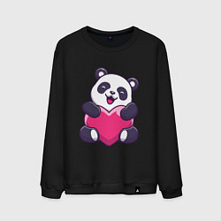 Свитшот хлопковый мужской Панда love, цвет: черный