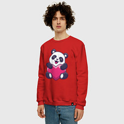 Свитшот хлопковый мужской Панда love, цвет: красный — фото 2