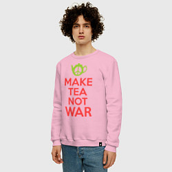 Свитшот хлопковый мужской Make tea not war, цвет: светло-розовый — фото 2