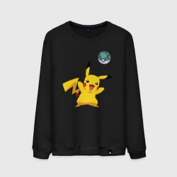 Свитшот хлопковый мужской Pokemon pikachu 1, цвет: черный