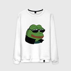 Свитшот хлопковый мужской Pepe в очках EZ, цвет: белый