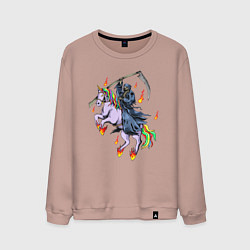 Свитшот хлопковый мужской Смерть на единороге, цвет: пыльно-розовый