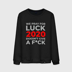 Свитшот хлопковый мужской 2020 Pray For Luck, цвет: черный