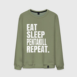 Свитшот хлопковый мужской EAT SLEEP PENTAKILL REPEAT, цвет: авокадо