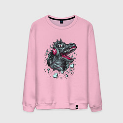 Свитшот хлопковый мужской Музыкальный динозавр, цвет: светло-розовый