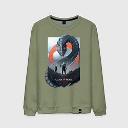 Свитшот хлопковый мужской Кратос и Атрей, цвет: авокадо