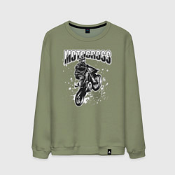 Свитшот хлопковый мужской Мотокросс, цвет: авокадо