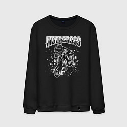 Свитшот хлопковый мужской Мотокросс, цвет: черный