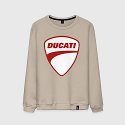 Свитшот хлопковый мужской Ducati Logo Дукати Лого Z, цвет: миндальный