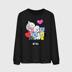 Свитшот хлопковый мужской BT21, цвет: черный