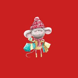 Свитшот хлопковый мужской Мышка с подарками, цвет: красный — фото 2