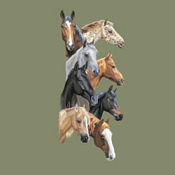 Свитшот хлопковый мужской Лошади, цвет: авокадо — фото 2