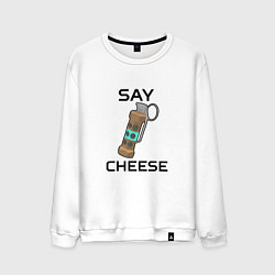 Свитшот хлопковый мужской Say Cheese, цвет: белый