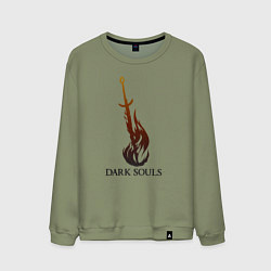 Свитшот хлопковый мужской Dark Souls - Bonfire, цвет: авокадо
