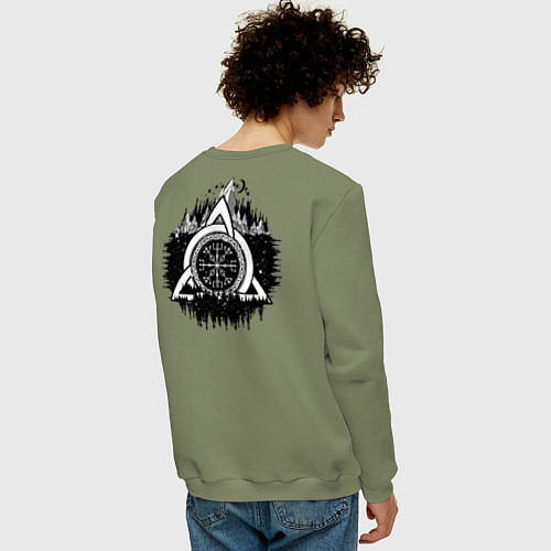 Мужской свитшот Вегвизир Рунический Компас / Авокадо – фото 4