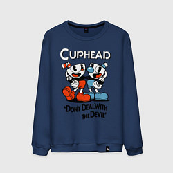 Свитшот хлопковый мужской Cuphead, Dont deal with devil, цвет: тёмно-синий