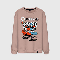 Свитшот хлопковый мужской Cuphead, Dont deal with devil, цвет: пыльно-розовый