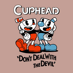 Свитшот хлопковый мужской Cuphead, Dont deal with devil, цвет: пыльно-розовый — фото 2