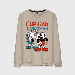 Свитшот хлопковый мужской Cuphead & Mugman, цвет: миндальный