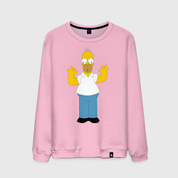 Свитшот хлопковый мужской Гомер Симпсон, цвет: светло-розовый
