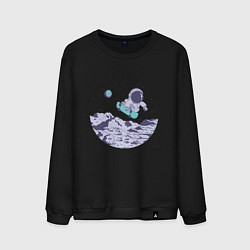 Свитшот хлопковый мужской Космонавт Скейтер на Луне, цвет: черный