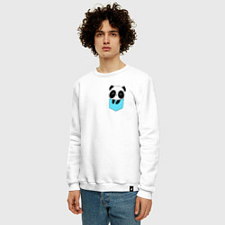 Свитшот хлопковый мужской Панда милашка в кармашке, цвет: белый — фото 2